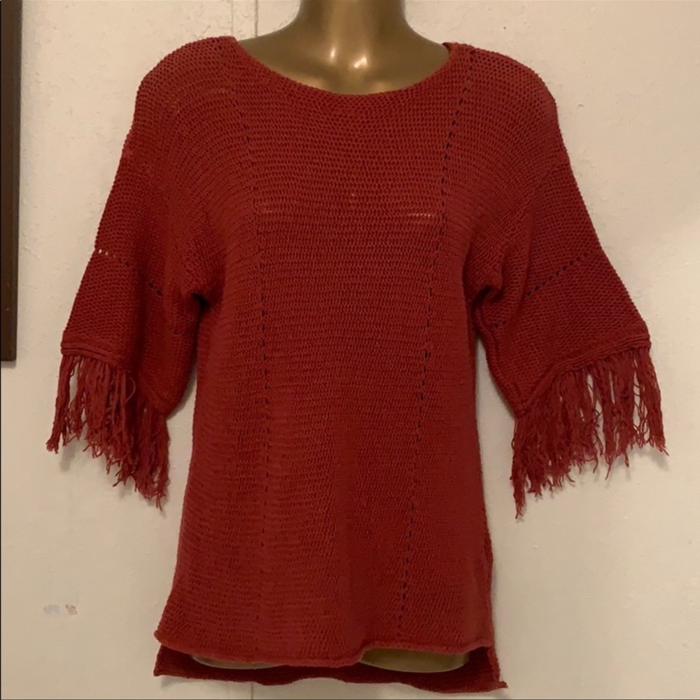 Monoreno knit 🧶 fringed sleeve blouse